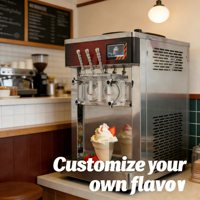 Machine à glace molle et desserts polyvalente pour usage commercial, avec porte transparente pour une visibilité optimale, idéale pour les coupes d'açaï
