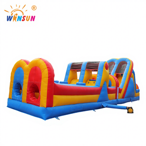 Winsun Parcours d'obstacles gonflable amusant pour événements d'équipe, château gonflable unisexe pour fêtes, double piste, ignifuge, imperméable, en PVC - Product Image 1