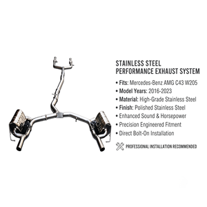 Vortex High-Velocity Stainless Steel Header-<b>Back</b> Setup For Mercedes-Benz AMG C43 W205 2016-2023 Tuning - Product Image 1