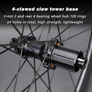 RAOD BIKE <span class=keywords><strong>T800</strong></span> FIBRA DE CARBONO 60MM ALTURA FRENO DE DISCO 24H SELLADO 12MM A TRAVÉS DEL BUJE 120 CLICKS TUBLESS READY 700C JUEGO DE RUEDAS DE BICICLETA - Product Image 3