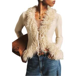 Cárdigan Corto Personalizado para Mujer con Lazo Delantero, Suéter de Punto con Cuello en V, Manga Larga, Estilo Casual Otoñal - Product Image 5