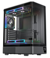 Caja de PC con Ventiladores, Pantalla de Temperatura, Tanque de Peces Panorámico de 270°, Refrigeración por Agua de 240 mm, GPU de 360 mm, Caja de Ordenador para Juegos ATX