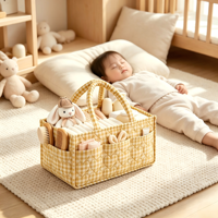 Organisateur de couches pour bébé, panier de rangement portable matelassé en forme de cœur, marron, résistant à l'eau, grande capacité, avec séparateurs amovibles, cadeau