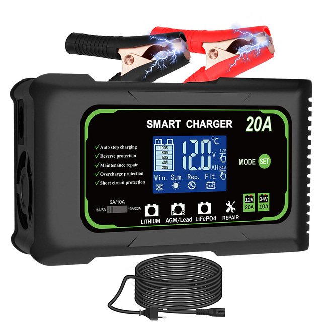 SUYEEGO P20 Smart Battery Charger 20a 12v/24v Car Motorcycle Auto Moto Pb Repair Lead Acid Agm Lithium Lifepo4 Batteries Charger