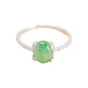 แหวนเพชร Jadeite ทองคําขาว 18K แฟชั่นหรูหราที่กําหนดเองคุณภาพสูงแหวนเพชรทองคําขาว 18K Jadeite - Product Image 1