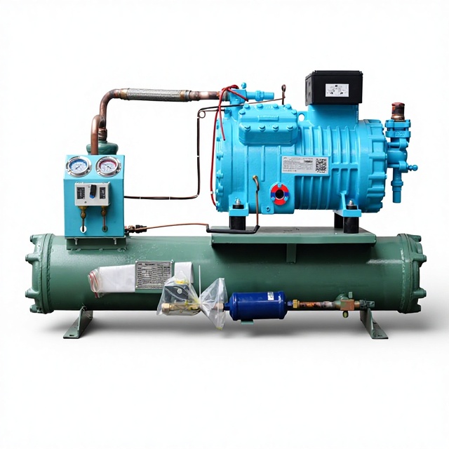 Semi-Hermetic Water Cooled Energy Saving Condensing Unit with Motor 10HP for Industrial Cold Storage Refrigeration Applications