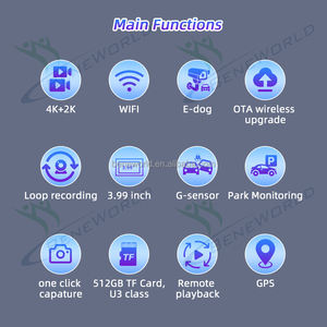 Oem/odm חזית הגעה חדשה 4k + אחורי 2k האחורי מכונית מקף שחור תיבת שליטה קול חניה צג לולאה הקלטה 2 עדשה <span class=keywords><strong>dvr</strong></span> - Product Image 4