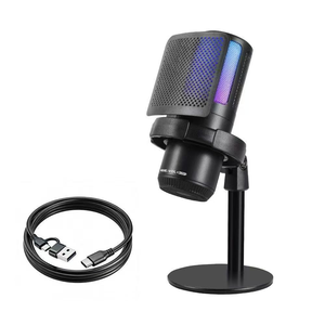 Microphone de jeu, micro à condensateur avec suppression du bruit, fonction mute, gain réglable, bras articulé pour le streaming, les podcasts, Twitch - Product Image 2