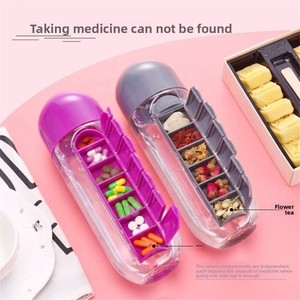 Boîte à médicaments ronde portable en plastique de 7 jours, colorée, avec gobelet détachable et rappel, en PP, vente en gros - Product Image 3
