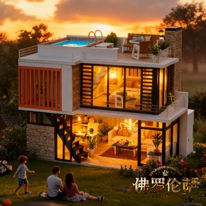 European Modern <b>DIY</b> House 1:100 Wooden Model Villa Assembly Educational Handmade <b>Kit</b> For Youth - Product Image 2