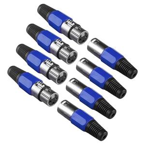 Conector XLR Macho y Hembra de 3 Pines, Enchufe de Audio con Aislamiento Azul, Conector de Micrófono para Colgar en Línea - Product Image 1