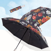 Parapluie pliant pour femme RST, nouveau modèle à imprimé floral, ouverture et fermeture automatiques, anti-UV, coupe-vent, 3 plis