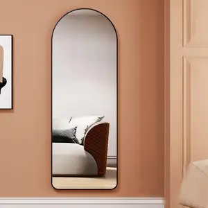 Personalizzato all'ingrosso grande grande arco in metallo con cornice in oro a figura intera corpo lungo spogliatoio specchio da parete da pavimento espejo spiegel