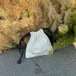 High Quality 100% Organic Cotton Canvas Pouch Small Gift Jewelry <b>Packaging</b> <b>Bag</b> With Black Ribbon - Product Image 1