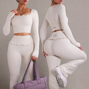 Conjunto <span class=keywords><strong>de</strong></span> Yoga Personalizado Yoke para <span class=keywords><strong>Mujer</strong></span>, Leggings con Volantes Inspirados en el Ballet, <span class=keywords><strong>de</strong></span> Manga Larga, Levanta Glúteos, Cómodos y Suaves para Gimnasio, Correr y Actividades Deportivas - Product Image 6