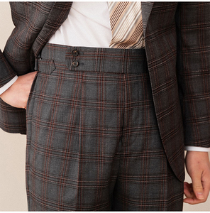 Completo Primaverile da Uomo Due Pezzi a Quadri di Alta Qualità, Slim Fit, Versatile con Doppio Spacco, Risvolto a Tacca, Set Elegante da Gentiluomo per Affari - Product Image 5