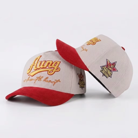 Fabricant de casquettes en velours côtelé brodées sur mesure, casquette de baseball en velours côtelé, casquettes de baseball à 5 panneaux bicolores à fermeture snapback pour hommes