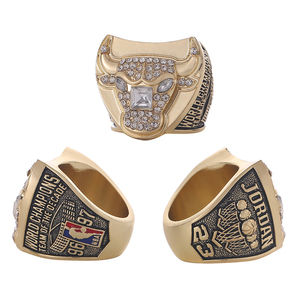 Best-seller <span class=keywords><strong>1997</strong></span> Basketball Bull Jordan Championship Ring, Bague de pierres précieuses en alliage à la mode et à la mode, Bague commémorative - Product Image 2