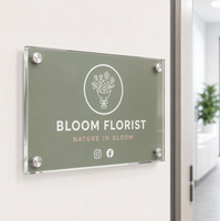 Panneau en plexiglas personnalisé avec votre logo, slogan, icônes sociales, plaque acrylique haute brillance, montage mural pour salon
