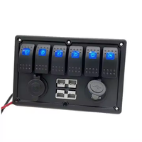 Panneau d'interrupteurs à bascule 4 voies étanche et pré-câblé 12V 24V avec prise allume-cigare USB et doubles prises d'alimentation