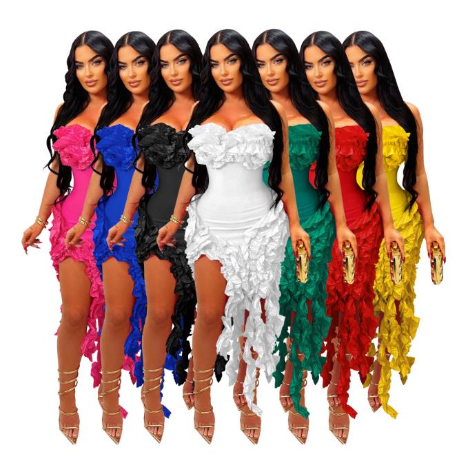 Strapless Evening Dressing Style Curvy Elegant Red Dresses Woman Birthday  Dresses Sexy Tassels Falbala Summer Dresses 2024| Alibaba.com