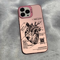 Coque de téléphone motif cœur modèle cardiovasculaire 2026 pour iPhone 15 14 13 12 11 X Xs Xr Pro – Housse arrière unique et tendance