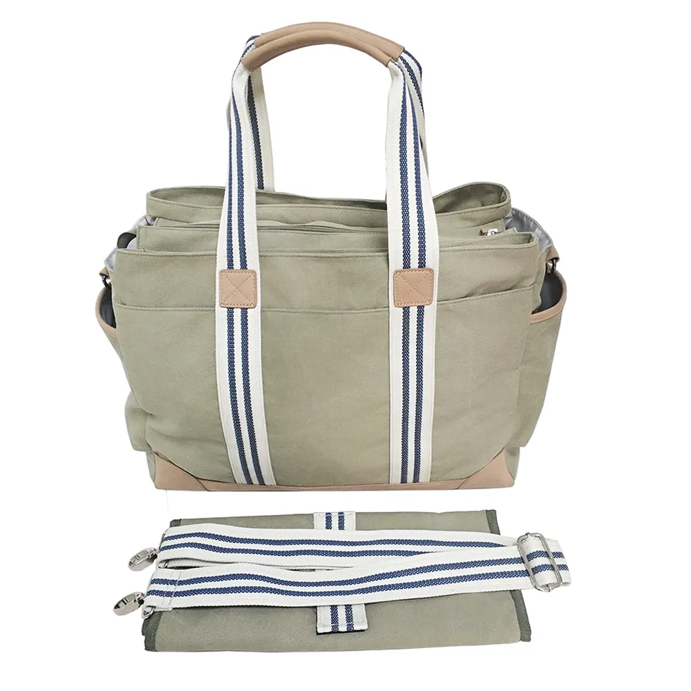 Voorraad Functie Luierzakken Met Veranderende Pad Multi Pockets Satchel Messenger Voor Moeder En Meisjes Mom Tas Handvat Canvas Luier tas