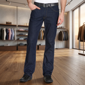 Jeans en denim tricoté droit et résistant pour hommes |   Style décontracté vintage pour l'automne, l'été et l'hiver, design streetwear |   Y2K écologique à lavage foncé - Product Image 4
