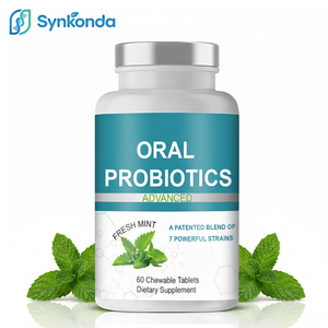 Probióticos Orales, Mezcla de 60 Tabletas Masticables, 7 Cepas, 6 Mil Millones de UFC, Suplemento Probiótico, Menta Fresca, Salud Bucal, Salud Digestiva para Adultos - Product Image 1