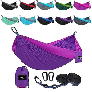 Portable Nylon New Camping Hanging Folding Knit Hammock bed outdoor hammock for hiking fishing traveling