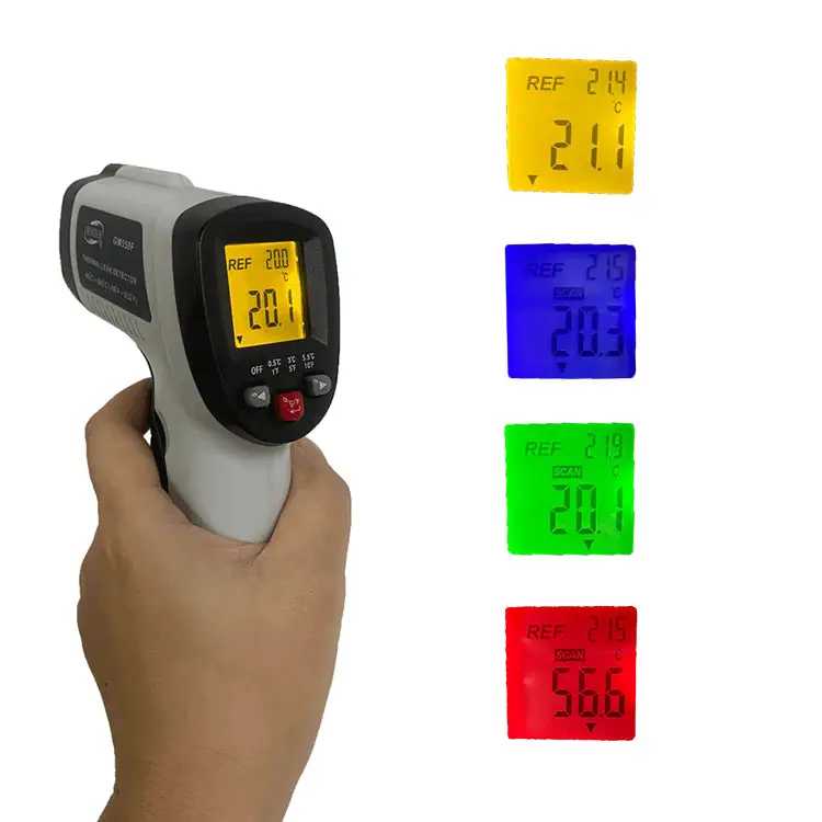 IR Thermometers 3 color change alarm Industrial no contact Temperature Laser Gun Infrared thermometer for Industry