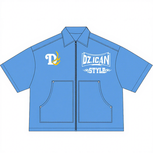 T-shirt Polo Unisexe Personnalisé à Fermeture Éclair, Impression DTG et Sérigraphie, Coupe Ample et Épaisse, T-shirts Graphiques Boxy pour Hommes - Product Image 1