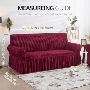 Housse de canapé en tissu seersucker à carreaux, universelle, tout compris, avec volants, extensible et ajustée, vente en gros d'usine - Product Image 4