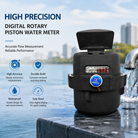 Compteur d'eau volumétrique en plastique noir, type à piston rotatif, registre mécanique de type sec, IP68, pour usage domestique et facturation