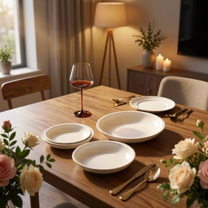 Plato hondo grande de <span class=keywords><strong>porcelana</strong></span> Phnom Penh al por mayor, engrosado, antiescaldaduras, apto para microondas, con incrustaciones doradas, moderno para el hogar. - Product Image 1