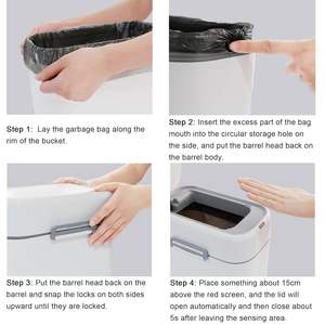 Poubelle Intelligente Slim avec Indice d'Étanchéité IPX5, Poubelle à Capteur pour Espaces Étroits, Fonctionnement Sans Contact, Anneau de Fixation pour Sac Poubelle - Product Image 3