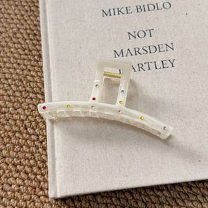 Pinza de Pelo con Forma de Lazo y Pedrería Colorida, Pinza de Pelo Geométrica de Plástico Blanco para Mujer, Accesorio de Moda Diaria Informal - Product Image 3