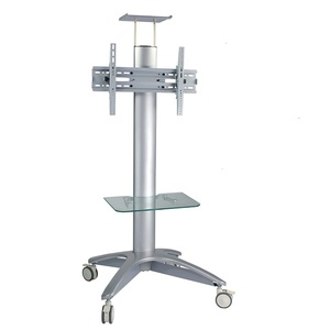 Bianco Supporto <span class=keywords><strong>Da</strong></span> Pavimento LCD Trolley con Ruote e Vetro DVD Mensola In Alluminio In <span class=keywords><strong>Camera</strong></span>/Casa <span class=keywords><strong>Mobile</strong></span> di Montaggio <span class=keywords><strong>TV</strong></span> Carrello - Product Image 3