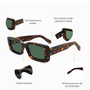 Lunettes de soleil unisexes carrées en acétate, verres polarisés TAC UV400, ajustement confortable pour la protection solaire, les voyages, la conduite et la mode - Product Image 1