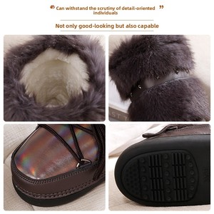 Bottes d'hiver tendance en velours épais, style sneakers lune, pour enfants et femmes - Product Image 6