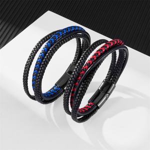 New Design Wholesale Fashion Stainless Steel Engraving Braided <b>Rope</b> Leather <b>Bracelets</b> <b>for</b> <b>Men</b> Women - Product Image 3