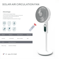 Ventilateur sur pied multifonctionnel de 14 pouces à énergie solaire AC DC Rechargeable 28W Panneau solaire USB Charge de téléphone Lumière LED Télécommande