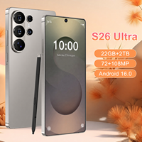 Téléphone portable S 26 Ultra de haute qualité 22 Go + 2 To, Smartphone S 26 Ultra débloqué double SIM 5G Android 16, téléphones mobiles bon marché pour le marché mondial