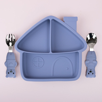 Ensemble de vaisselle pour tout-petits pour enfants bébé alimentation cuillère fourchette dîner divisé bol et assiette ventouse pelle plat pour enfants à manger