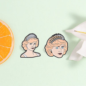 Cartoon Princess <strong>Diana</strong> Enamel Pin Tiara Lady Portrait Brooch For Backpack Decor - Product Image 1