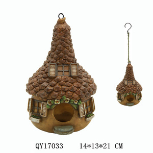 <span class=keywords><strong>Cage</strong></span> à oiseaux vintage en résine, art populaire, peinte à la main, modèle de décoration de jardin d'extérieur, accessoires de fée, nichoir suspendu - Product Image 3