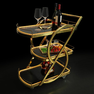 Illuminated Beverage Cart With Led <b>Lights</b> Golden Frame Portable For Bars Nightclubs KTVs Commercial Use - Product Image 3