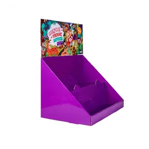 Custom 3 tiers Cardboard CD Book Counter Display Stands for DVD CD Retail Sales Display Rack Merry Christmas