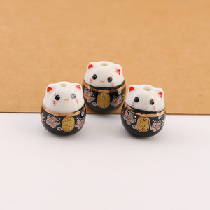Cuentas de cerámica japonesas con diseño de gato de la suerte, colores aleatorios para la fabricación de pulseras 9832 - Product Image 4
