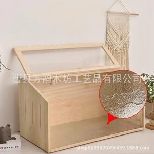 Terrario de Madera para Hámster, Rectangular, Duradero, Transpirable, Impermeable, Cálido, para Mascotas Pequeñas, Hábitat para Gatos con Decoración - Product Image 4